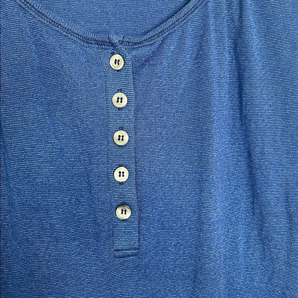 Michael Stars Scoop Neck 3/4 Sleeve Blue Stretch Tee Top One Size - Picture 3 of 5